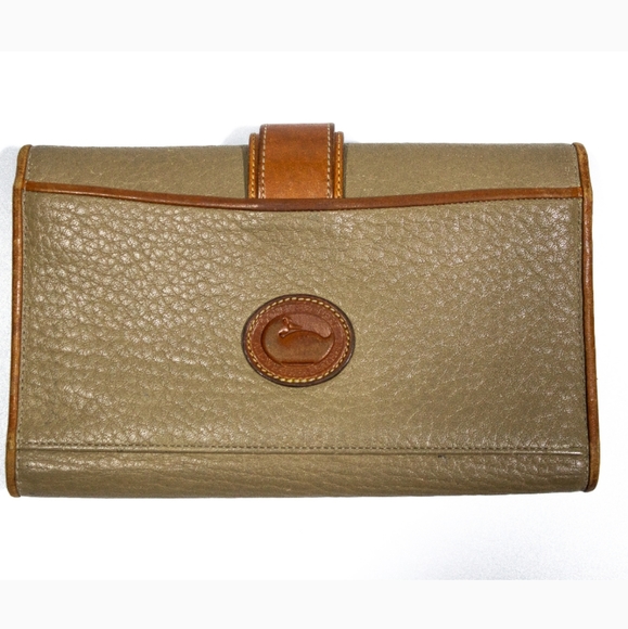 VTG Dooney & Bourke Trifold Leather Wallet Taupe - Picture 2 of 6